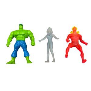3-Piece Vintage Superhero Action Set 2 fantastic 4 Hulk figure Johnny mini READ